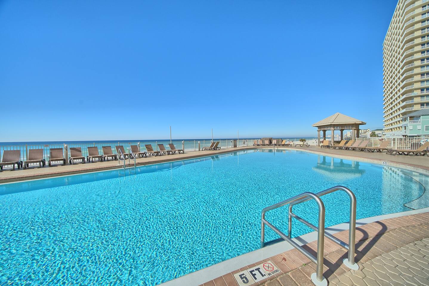 Treasure Island Resort pool overlooking the beach in Panama City Beach