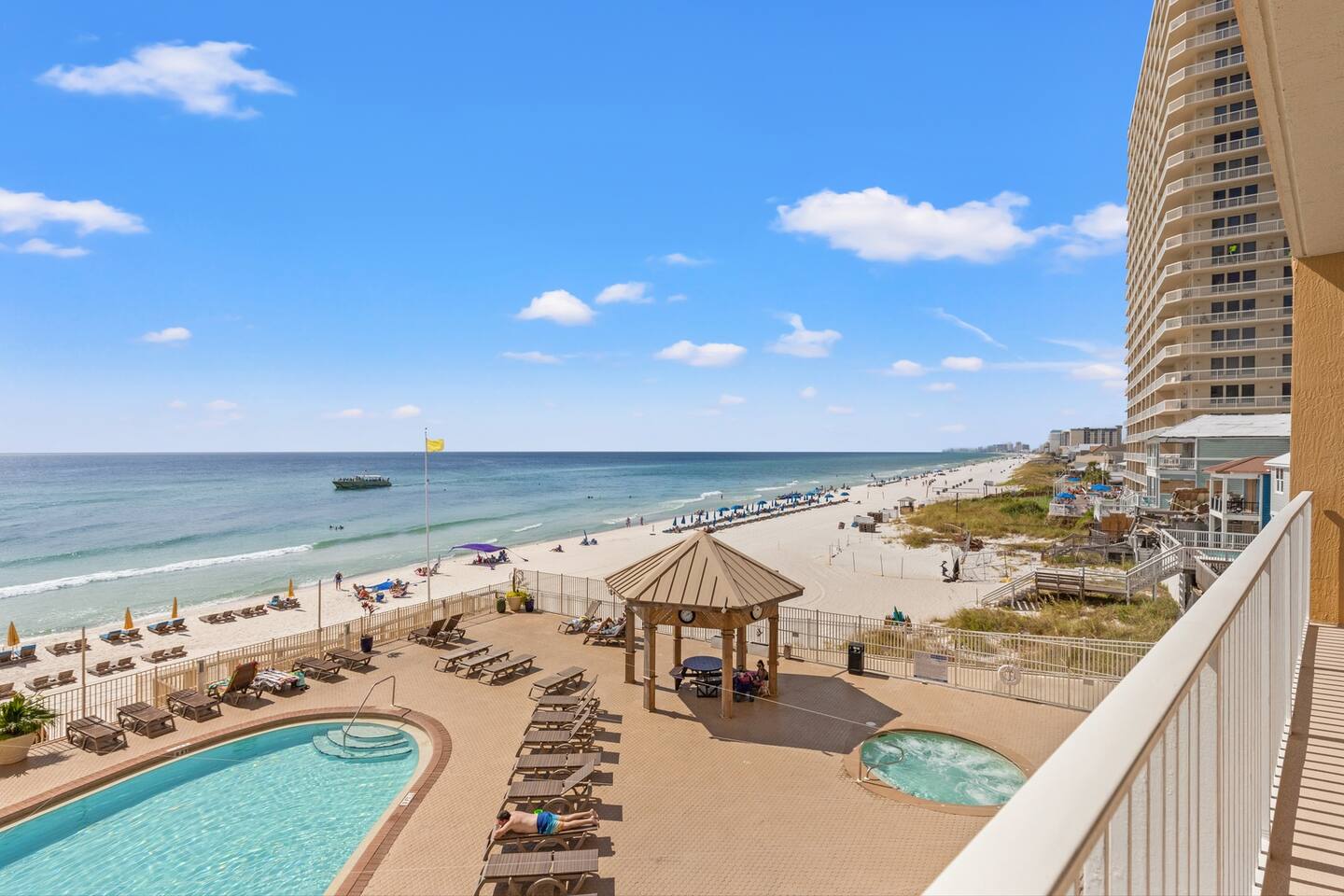 Beach and Gulf shoreline viewed from the resort